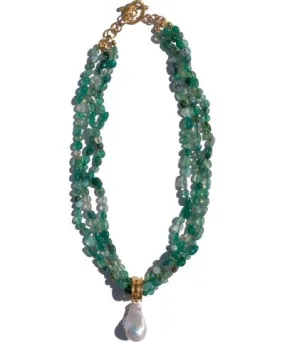 House of Marne Women's Gold / Green / White Alto Green Agate