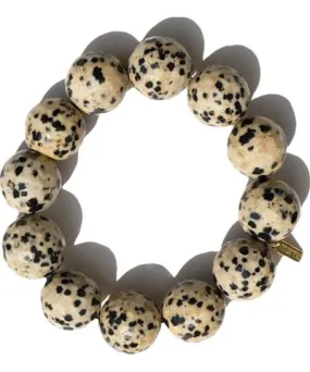 House of Marne Women's Neutrals / Black / Brown Dalmatian Jasper Bracelet