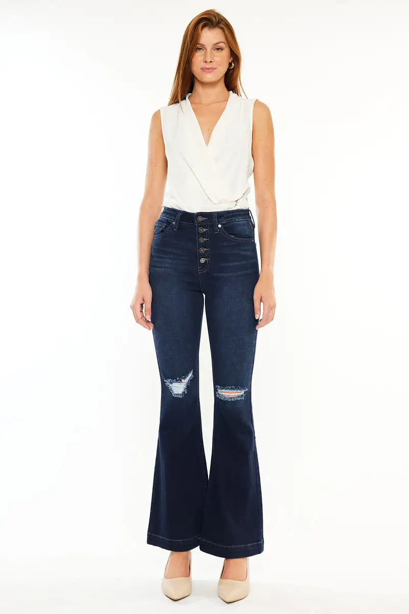 Kancan Ultra High Rise Flare Jeans (Petite)