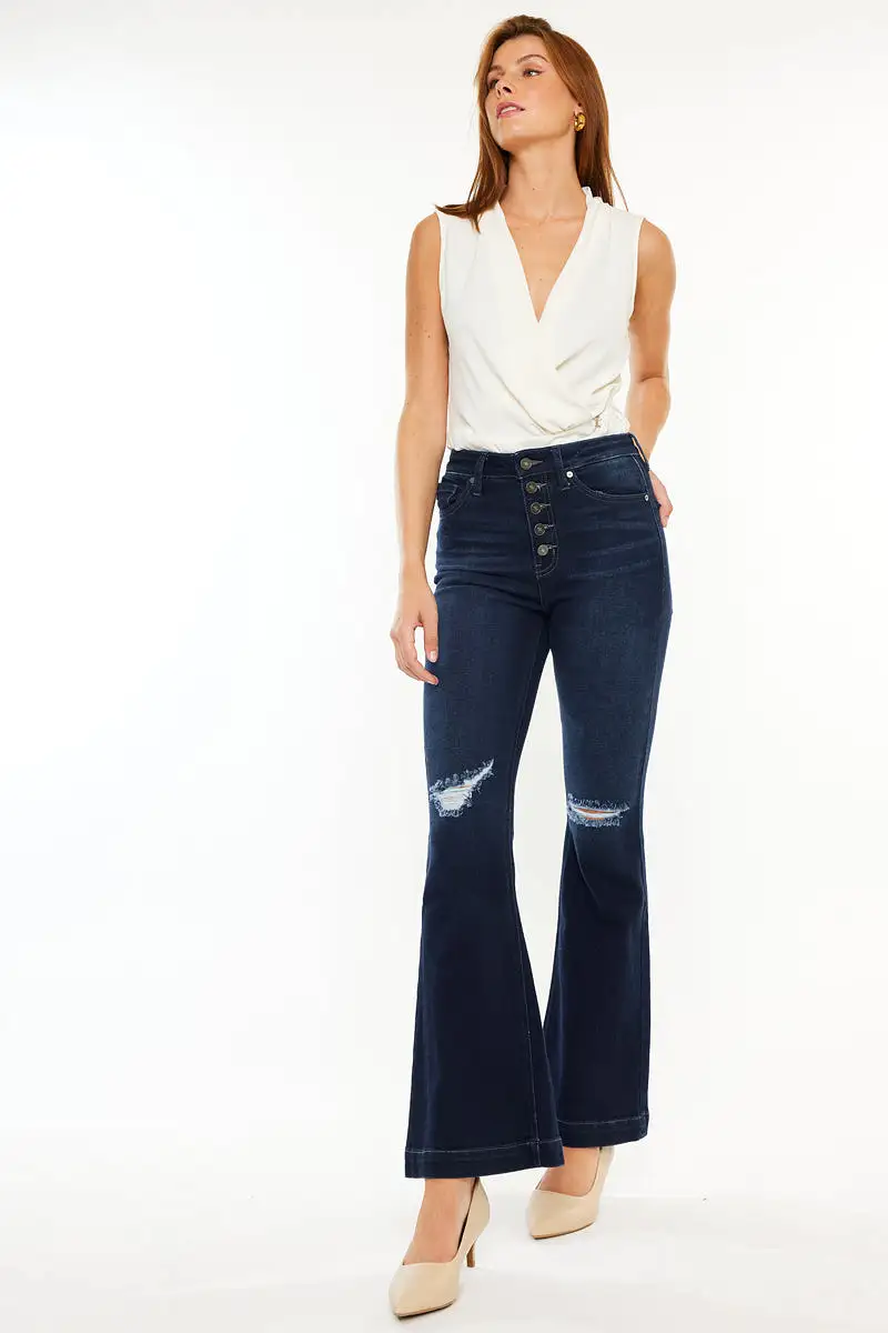 Kancan Ultra High Rise Flare Jeans (Petite)