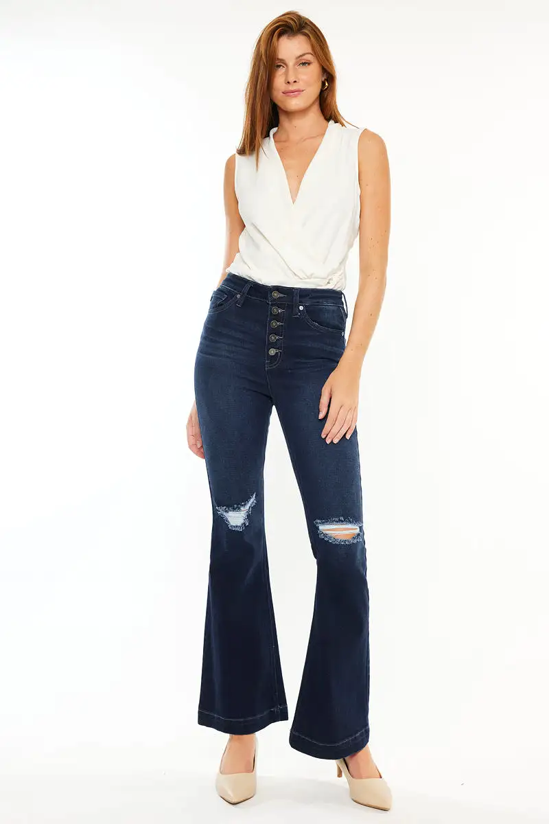 Kancan Ultra High Rise Flare Jeans (Petite)