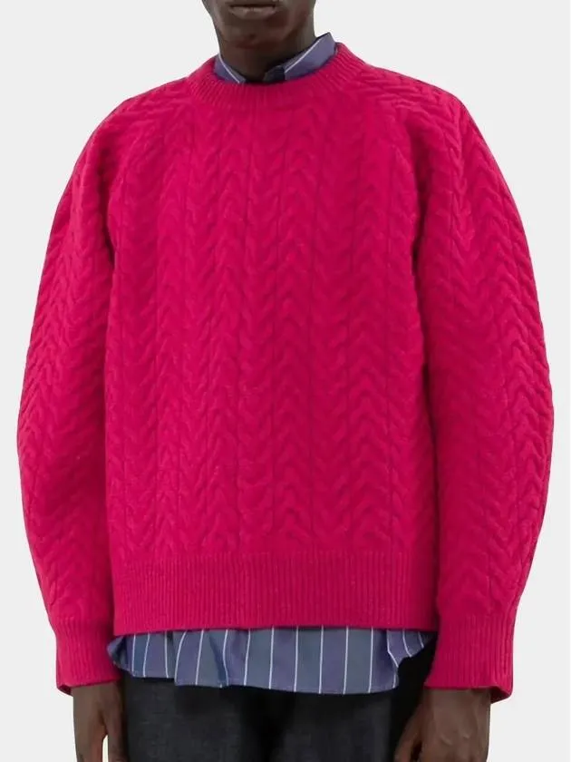 Knitted Men's Felt Oversized Jumper Sweater Hot Pink FWOJ01