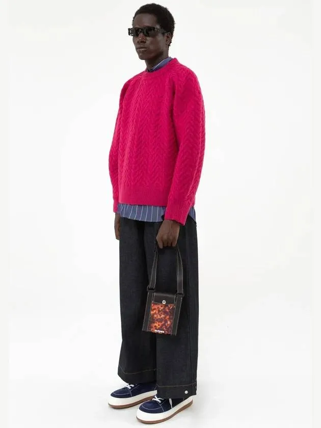 Knitted Men's Felt Oversized Jumper Sweater Hot Pink FWOJ01