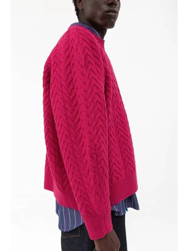 Knitted Men's Felt Oversized Jumper Sweater Hot Pink FWOJ01