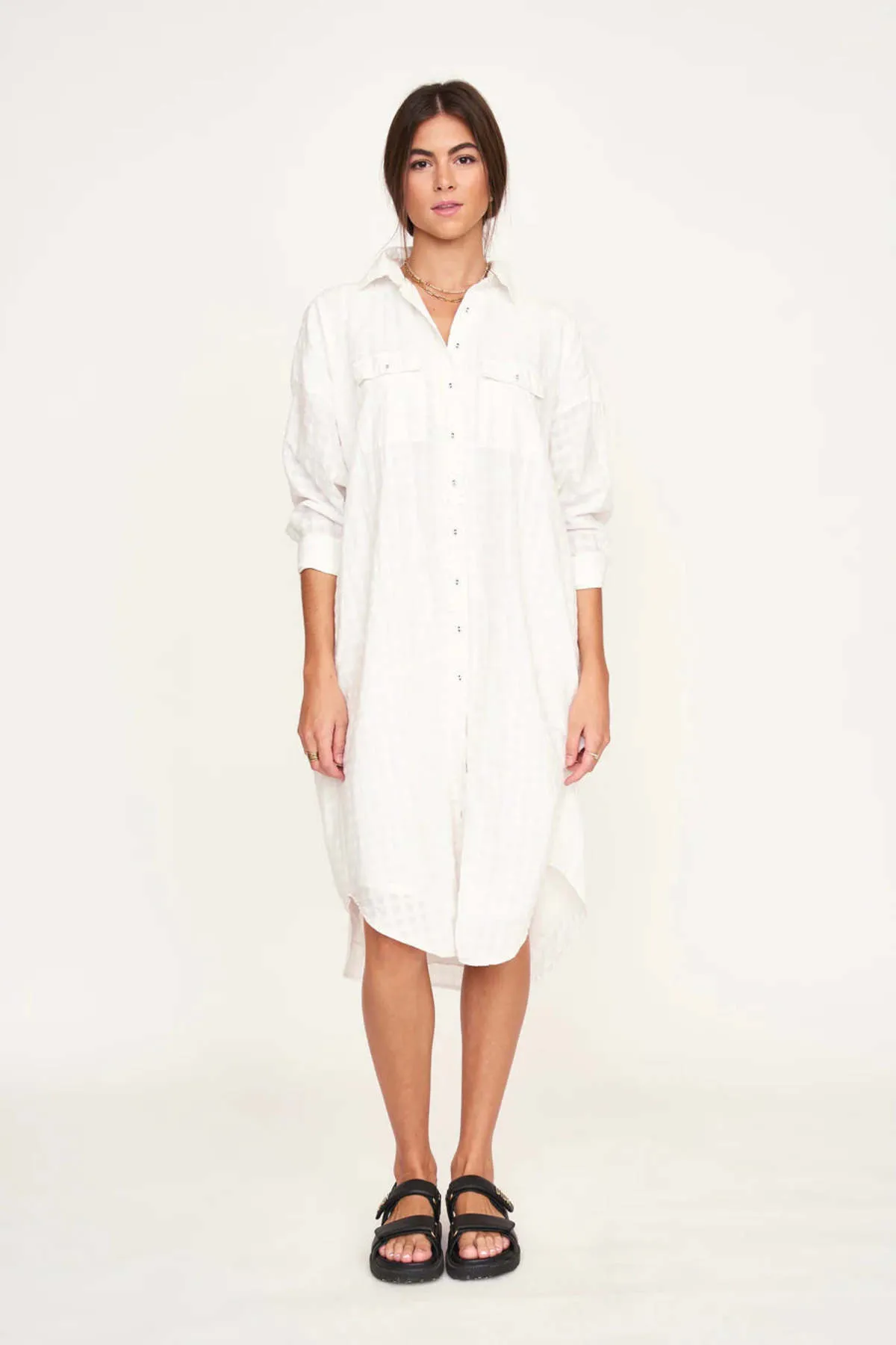 Kyoto House Dress - White Boxweave