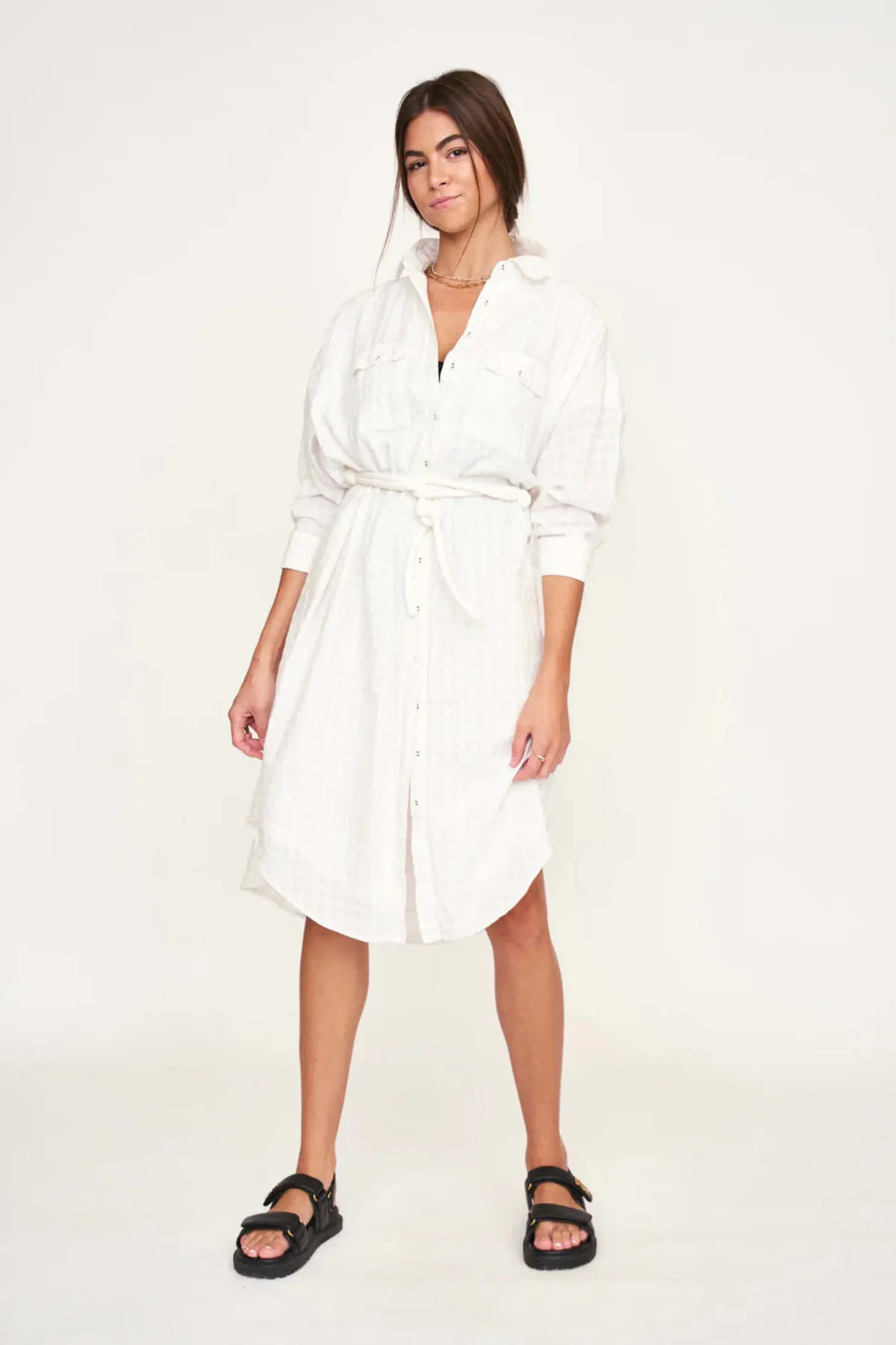 Kyoto House Dress - White Boxweave