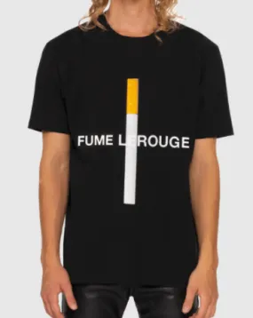 LEANDRE LEROUGE - T-shirt noir avec imprimé FUME LEROUGE et PATCH