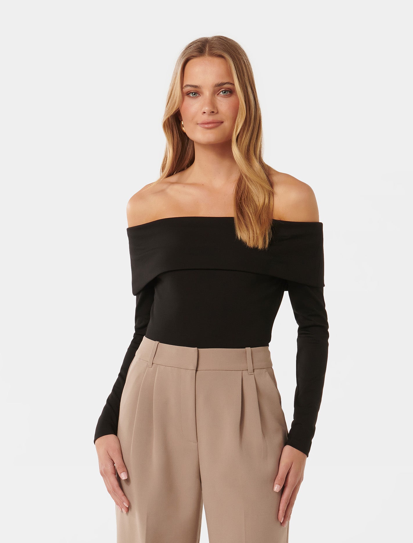 Louise Long Sleeve Stretch Bardot Top