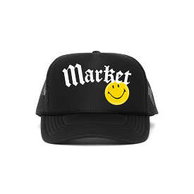 Market Smiley Gothic Trucker Hat (Black)