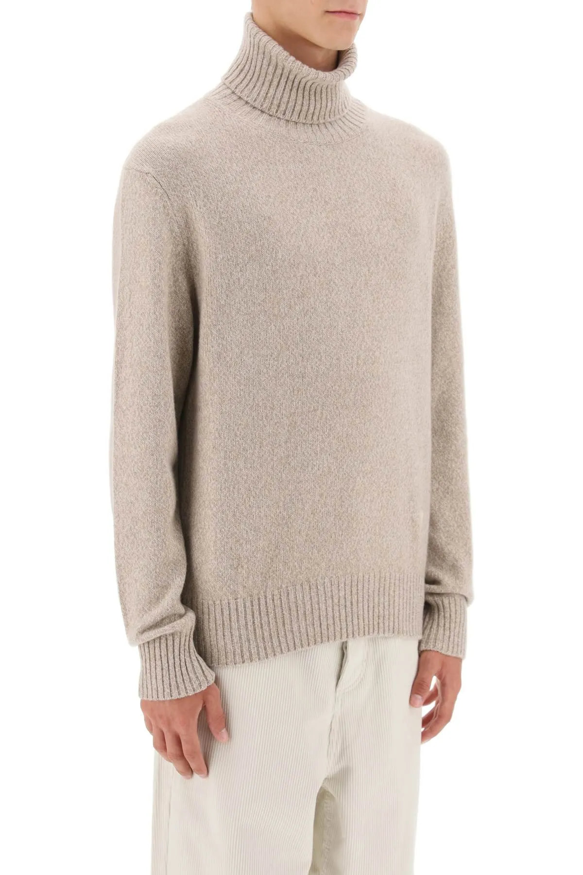 Melange Effect Cashmere Turtleneck Sweater