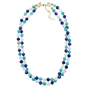 Mix Colors Double Strands Gemstone Necklace HN003