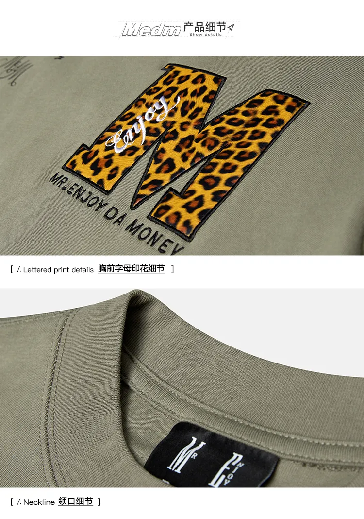 MR. ENJOY DA MONEY  |Crew Neck Leopard Patterns Unisex Cotton Short Sleeves