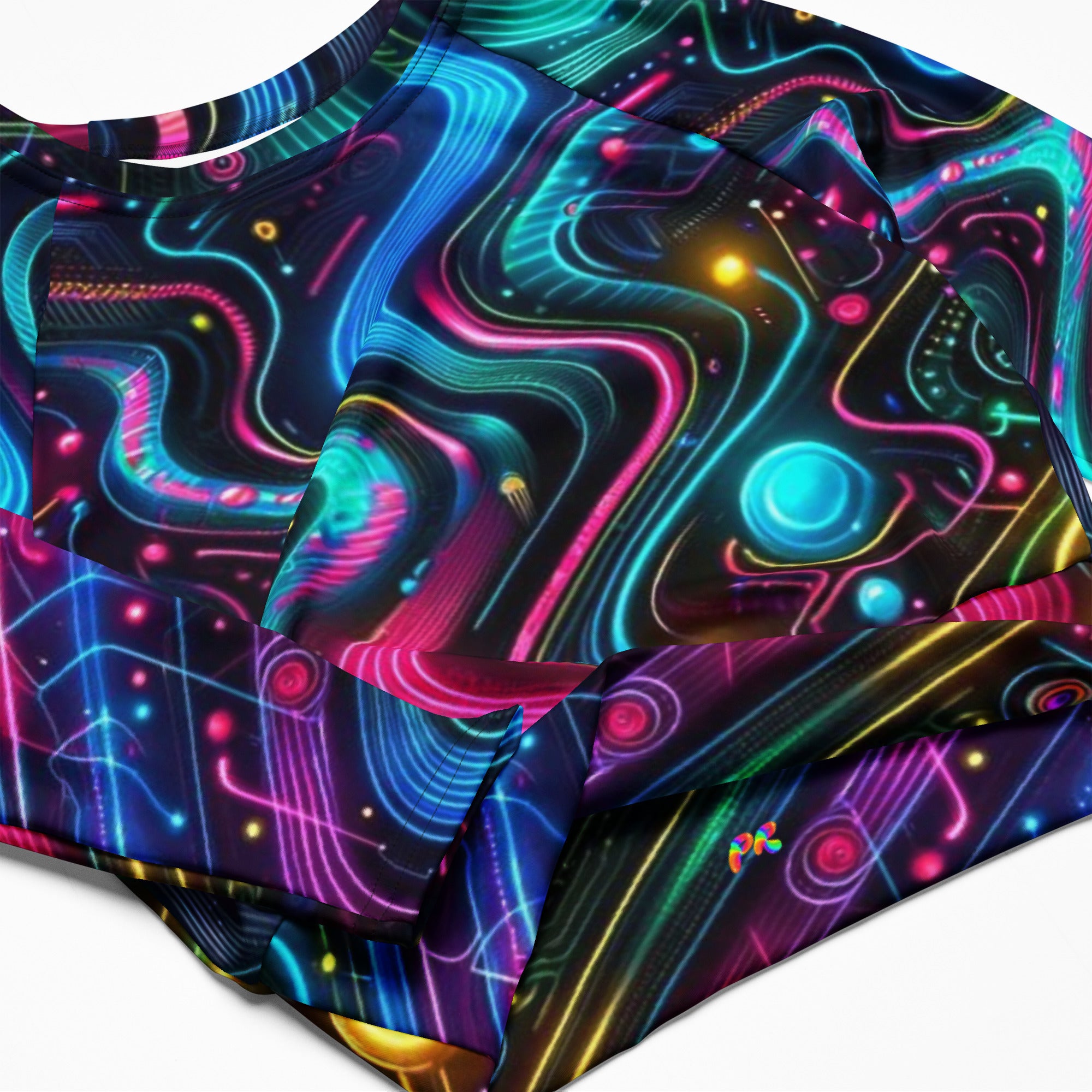 Neon Pulse Long Sleeve Rave Crop Top