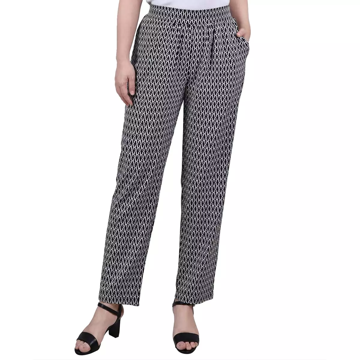 NY Collection Womens High Rise Stretch Straight Leg Pants