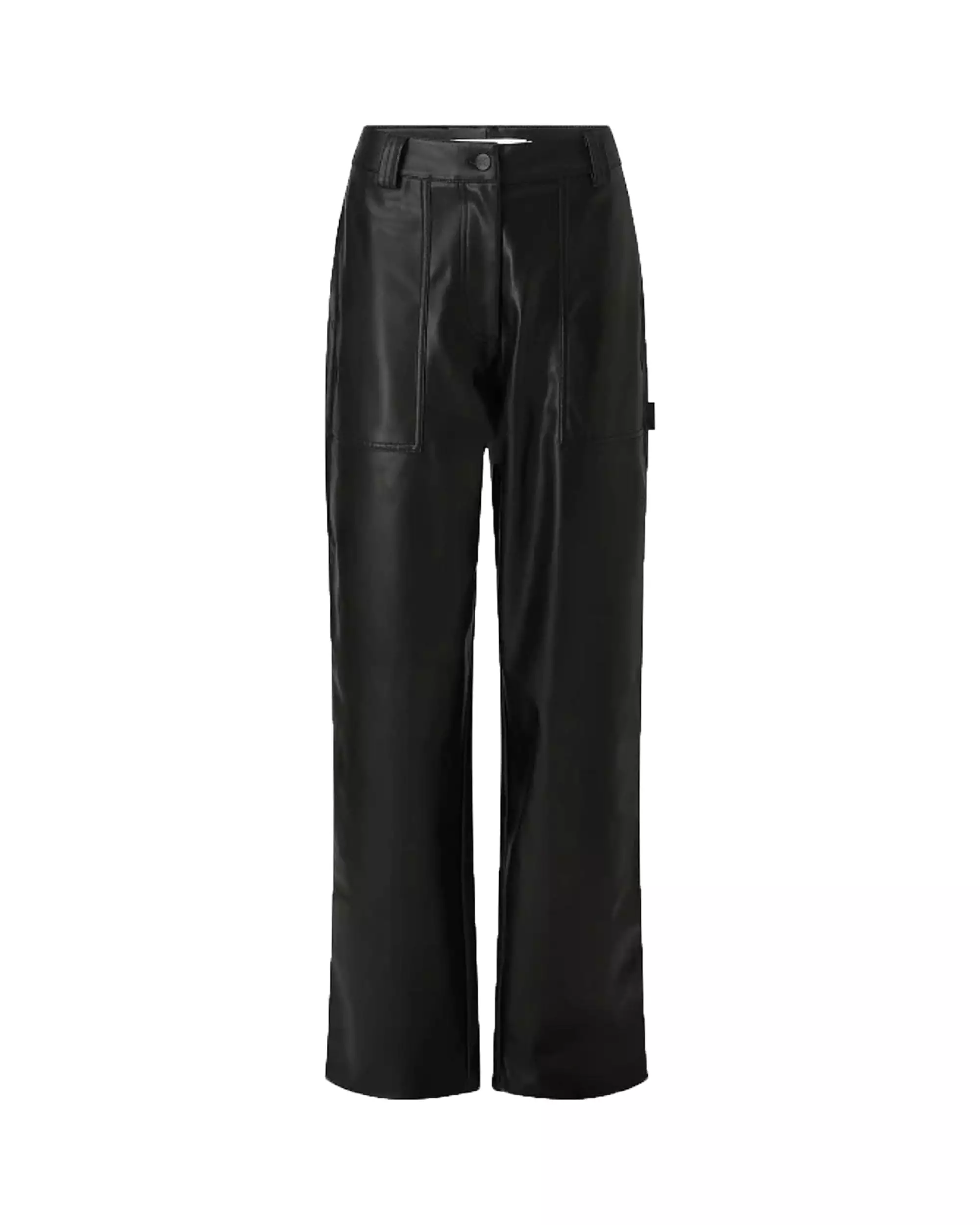 Pantalone Donna Clavin Klein Faux Leather High Rise Straight Nero