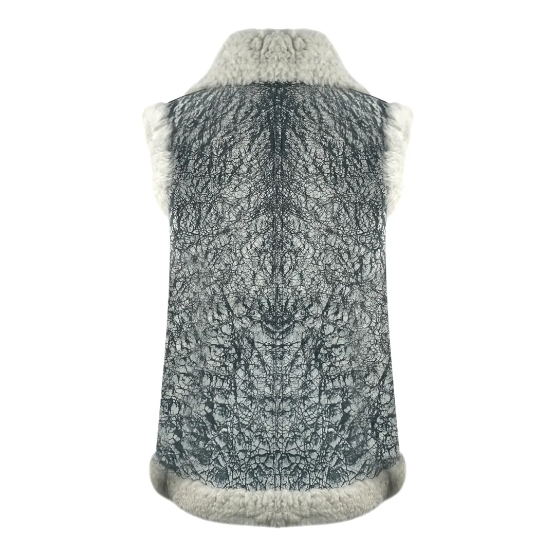 Parajumpers Sax Shearling Nine Iron Grey Leather Gilet