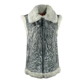 Parajumpers Sax Shearling Nine Iron Grey Leather Gilet