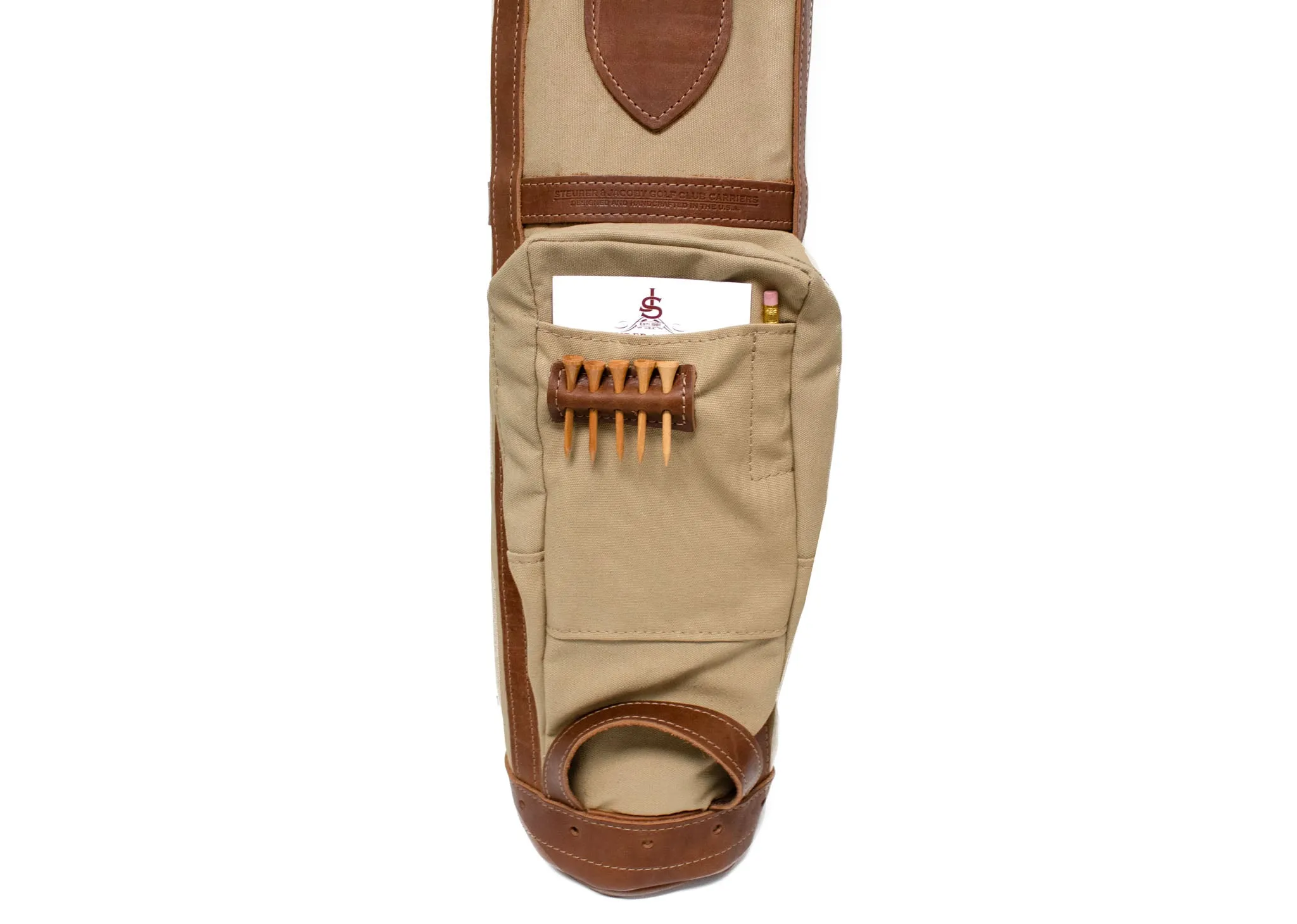 Pencil Style Golf Bag- British Tan with Chestnut Leather