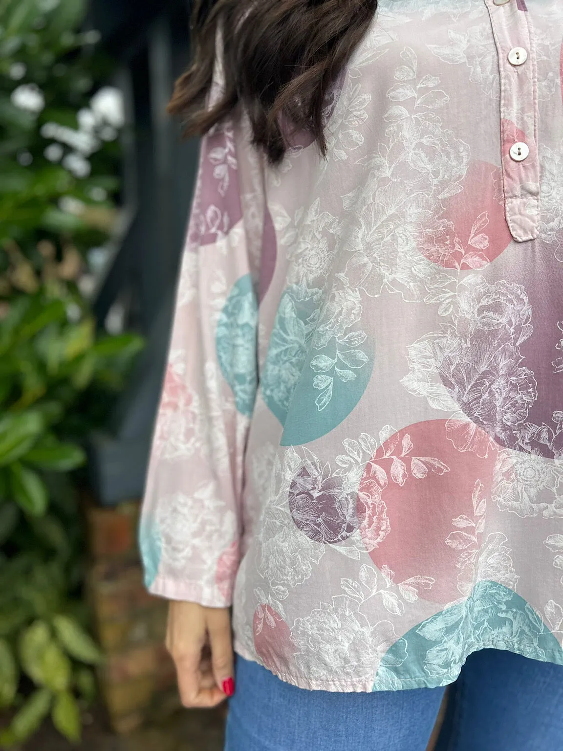 Pink Floral Circle Pattern Blouse April