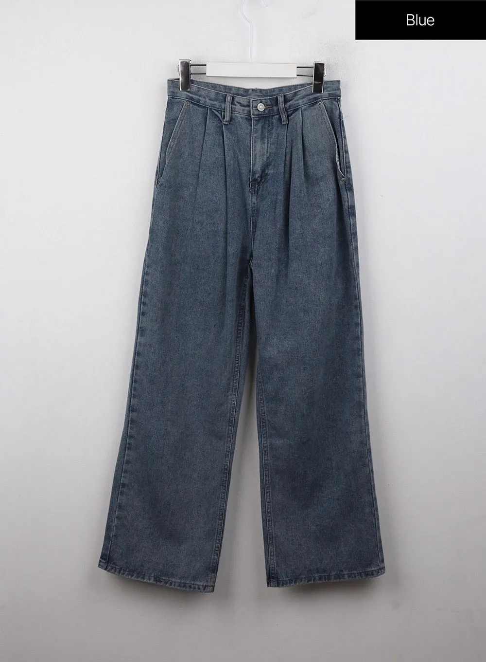 Pintuck Washed Straight Leg Jeans OJ412