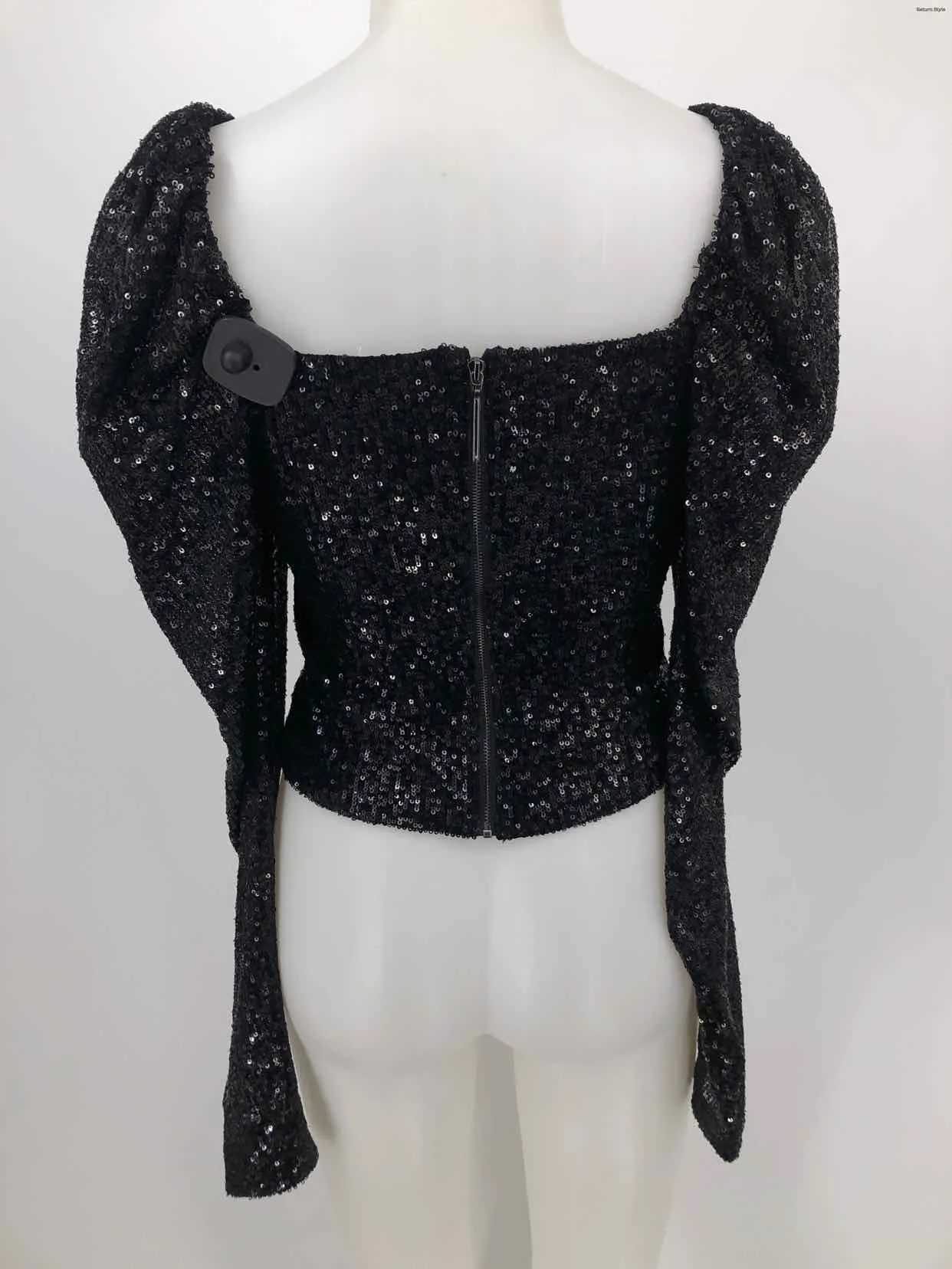 RAMY BROOK Black Sequined Longsleeve Puff Sleeves Size 2  (XS) Top