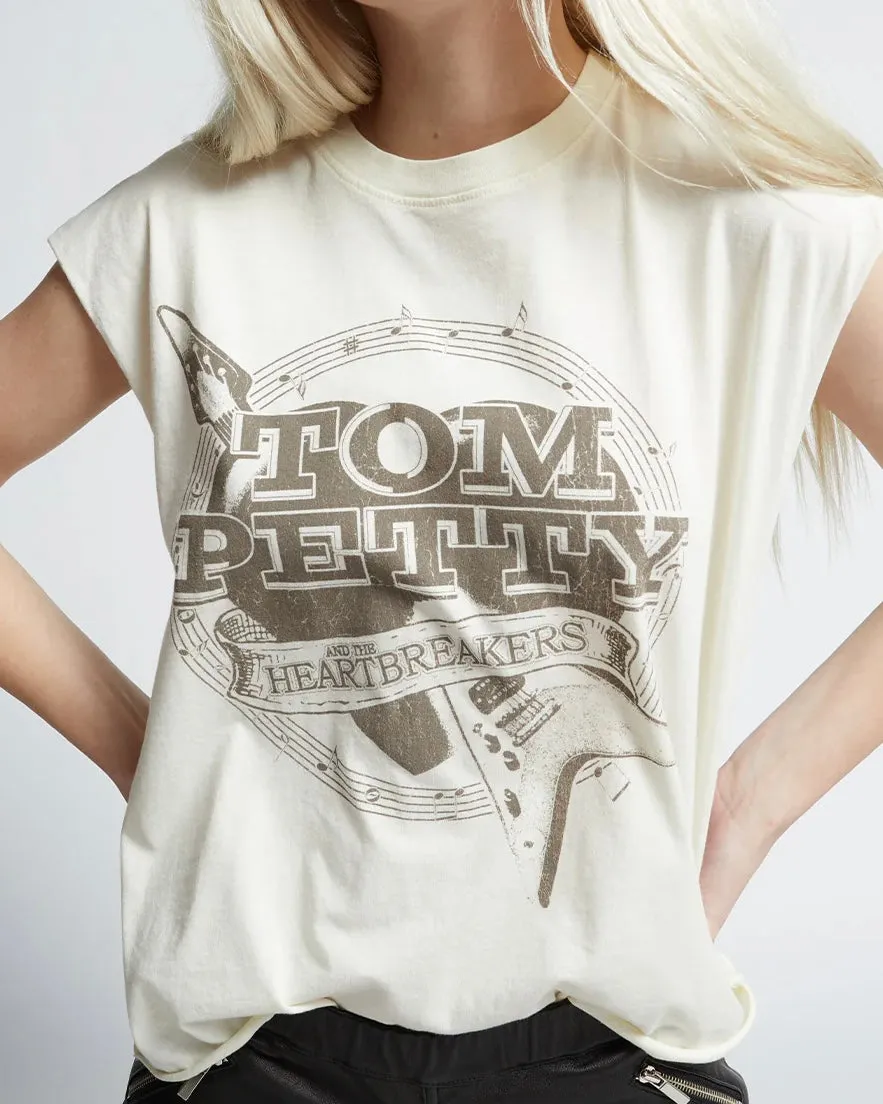 Recycled Karma Tom Petty Cut Sleeve Tee | Pearl