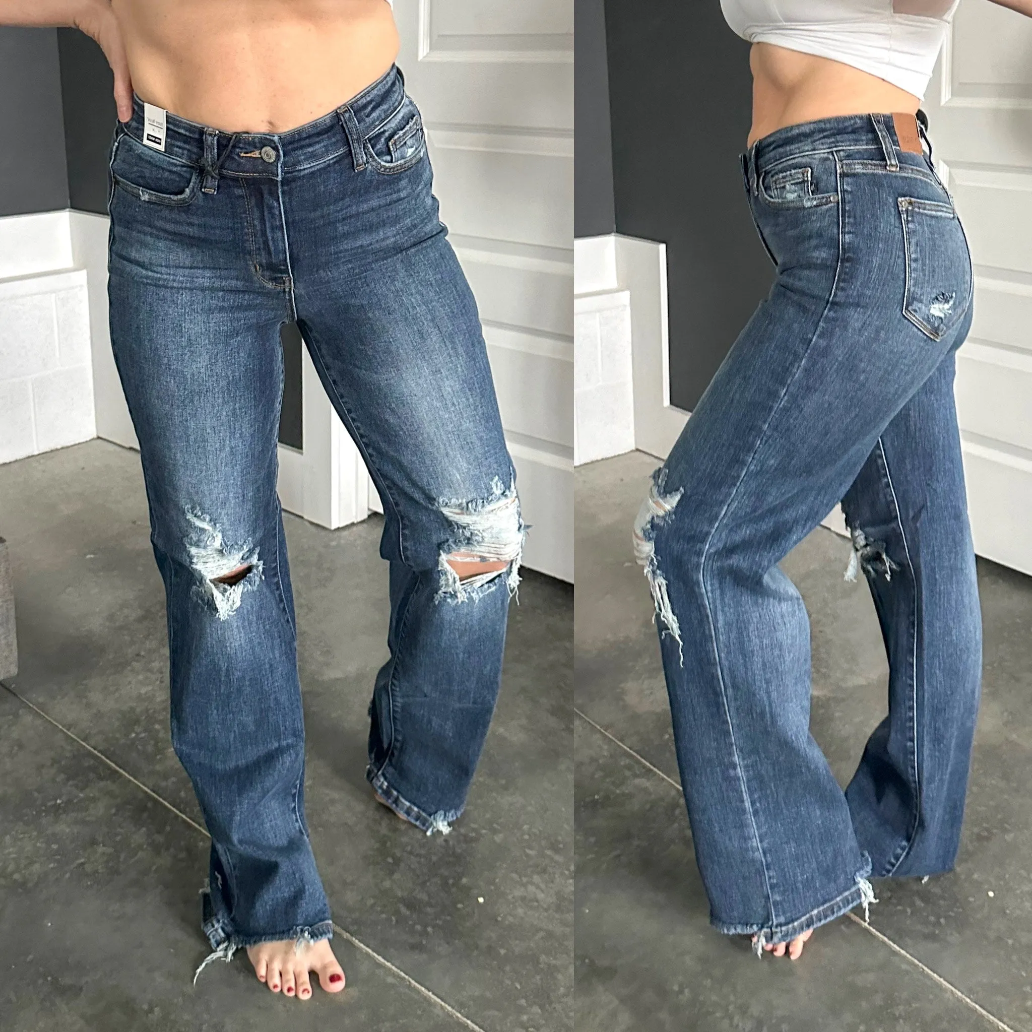 Rose High Rise 90's Straight Jeans in Dark Wash