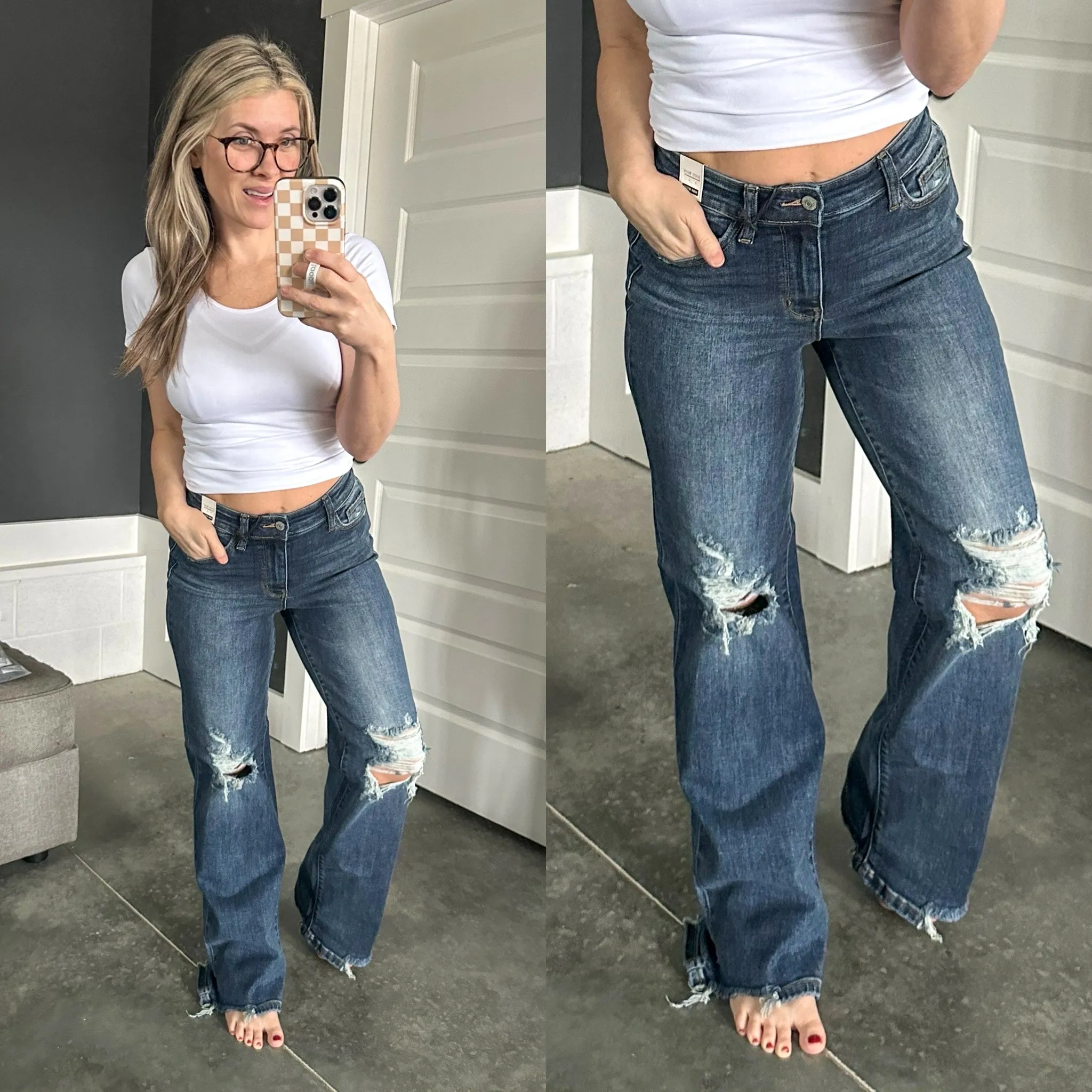 Rose High Rise 90's Straight Jeans in Dark Wash