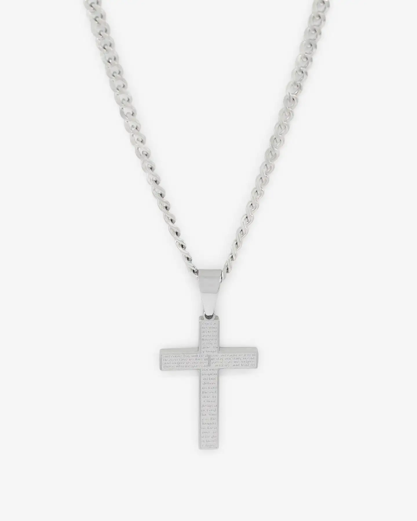 Saint Morta Textured Cross Pendant White Gold