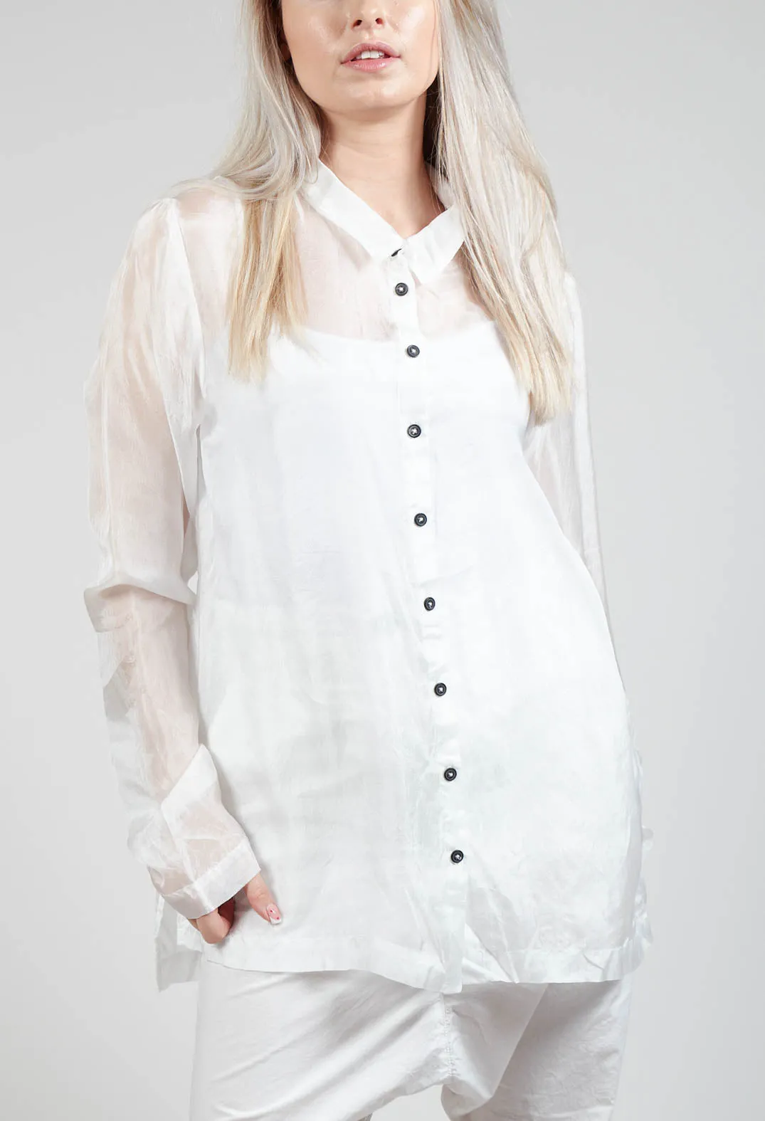 Silk Metallic Blouse in Starwhite