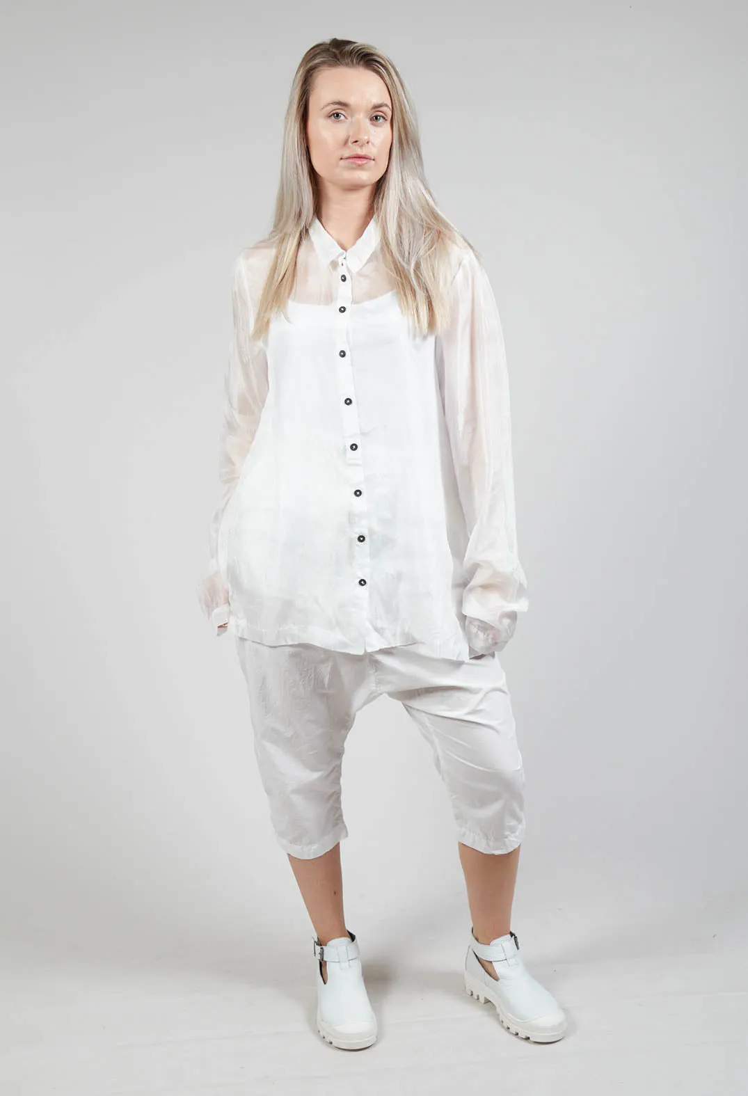 Silk Metallic Blouse in Starwhite