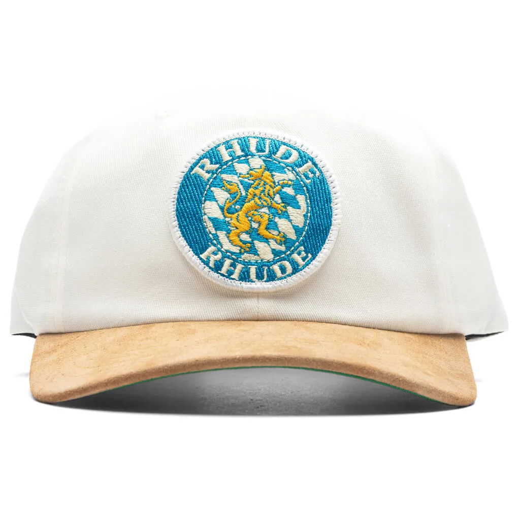 Suede Crest 6 Panel Cap - Creme/Tan