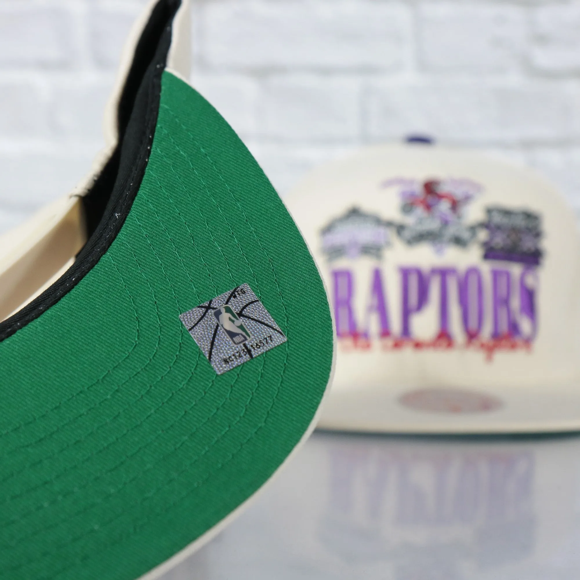 Toronto Raptors Hardwood Classics Reframe Retro Green bottom | Off-White Snapback Hat