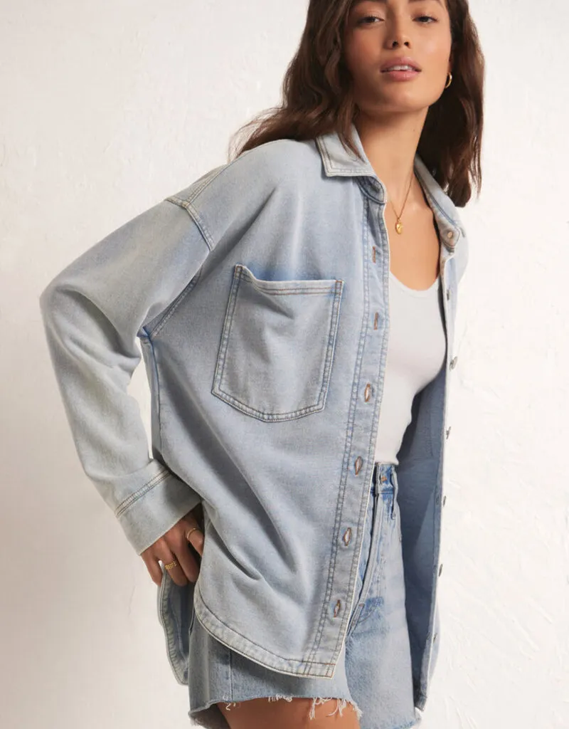 Z Supply All Day Knit Denim Jacket - Washed Indigo